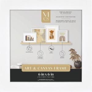 imageMCS Gallery Wooden Picture Frame for Canvas Art Boards Photos and more White 8x10 with 5x7 MatWhite