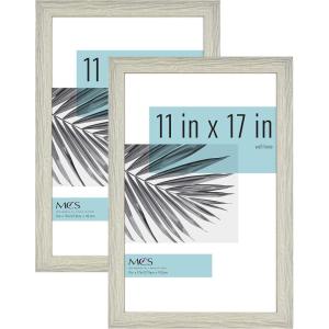 imageMCS Studio Gallery 11x17 Picture Frame Gray Woodgrain Rectangle Photo Frame for Photos Posters ampamp Art Prints 2Pack