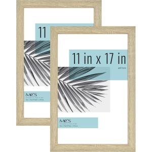 imageMCS Studio Gallery 11x17 Picture Frame Natural Woodgrain Rectangle Photo Frame for Photos Posters ampamp Art Prints 2Pack