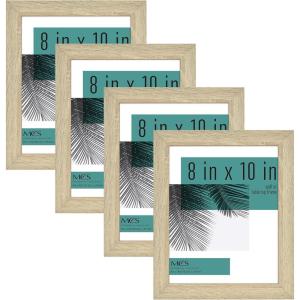 imageMCS Studio Gallery 8x10 Picture Frame Natural Woodgrain Vertical ampamp Horizontal Wall Hanging ampamp Easel for Tabletop Display Rectangle Photo Frame for Photos Posters ampamp Art Prints 4Pack