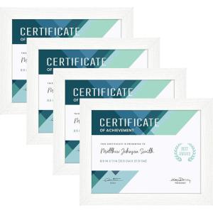 imageMCS Studio Gallery Document Frame Set Certificate Frames Fit 85 x 11 Diplomas Documents ampamp Certificates White Woodgrain 4Pack