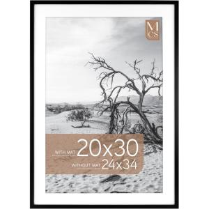 imageMCS Trendsetter 16x24 Poster Frame Black HighGloss Vertical ampamp Horizontal Wall Hanging Large Picture Frame for Photos Posters ampamp Art Prints 1PackEverline  20x30 matted to 24x34