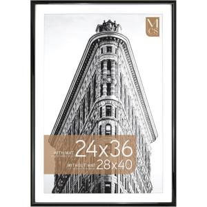 imageMCS Trendsetter 16x24 Poster Frame Black HighGloss Vertical ampamp Horizontal Wall Hanging Large Picture Frame for Photos Posters ampamp Art Prints 1PackTrendsetter  24x36 matted to 28x40