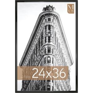 imageMCS Trendsetter 16x24 Poster Frame Black HighGloss Vertical ampamp Horizontal Wall Hanging Large Picture Frame for Photos Posters ampamp Art Prints 1Pack24 x 36 in