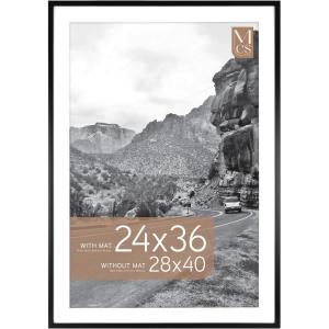 imageMCS Trendsetter 16x24 Poster Frame Black HighGloss Vertical ampamp Horizontal Wall Hanging Large Picture Frame for Photos Posters ampamp Art Prints 1PackEverline  24x36 matted to 28x40