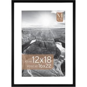 imageMCS Trendsetter 16x24 Poster Frame Black HighGloss Vertical ampamp Horizontal Wall Hanging Large Picture Frame for Photos Posters ampamp Art Prints 1PackEverline  12x18 matted to 16x22