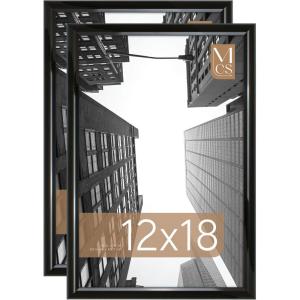 imageMCS Trendsetter 16x24 Poster Frame Black HighGloss Vertical ampamp Horizontal Wall Hanging Large Picture Frame for Photos Posters ampamp Art Prints 1Pack12 x 18 in