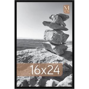 imageMCS Trendsetter 16x24 Poster Frame Black HighGloss Vertical ampamp Horizontal Wall Hanging Large Picture Frame for Photos Posters ampamp Art Prints 1PackEverline  16x24