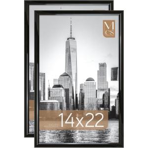 imageMCS Trendsetter 16x24 Poster Frame Black HighGloss Vertical ampamp Horizontal Wall Hanging Large Picture Frame for Photos Posters ampamp Art Prints 1Pack14 x 22 in