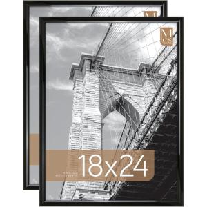 imageMCS Trendsetter 16x24 Poster Frame Black HighGloss Vertical ampamp Horizontal Wall Hanging Large Picture Frame for Photos Posters ampamp Art Prints 1Pack18 x 24 in