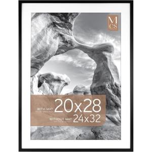 imageMCS Trendsetter 16x24 Poster Frame Black HighGloss Vertical ampamp Horizontal Wall Hanging Large Picture Frame for Photos Posters ampamp Art Prints 1PackEverline  20x28 matted to 24x32