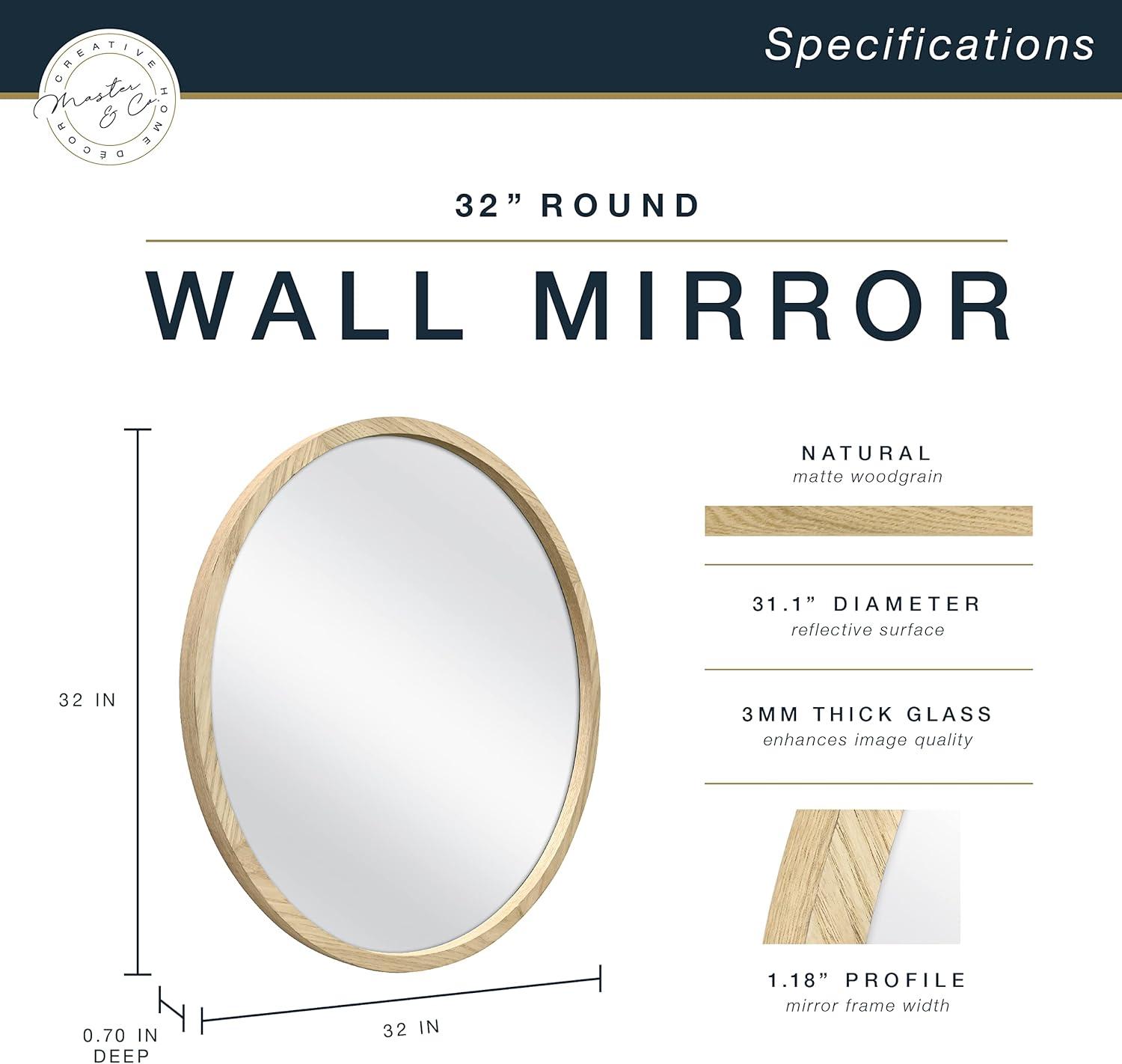 imageMaster ampamp Co Luna Large Wall Mirror Minimalist Home Decor Rectangle Mirror with Rounded Corners for Living Room Bedroom or Bathroom 18 by 28 Inch Natural WoodRound