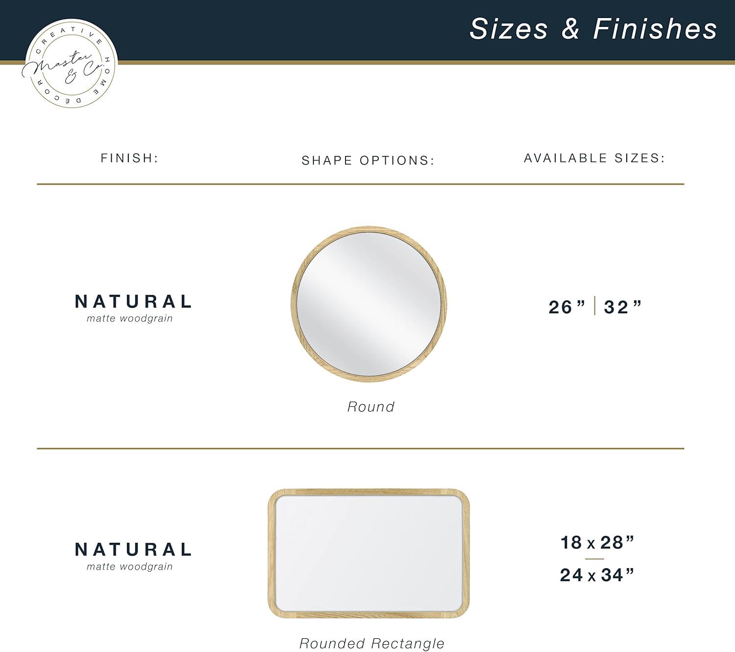 imageMaster ampamp Co Luna Large Wall Mirror Minimalist Home Decor Rectangle Mirror with Rounded Corners for Living Room Bedroom or Bathroom 18 by 28 Inch Natural WoodRound