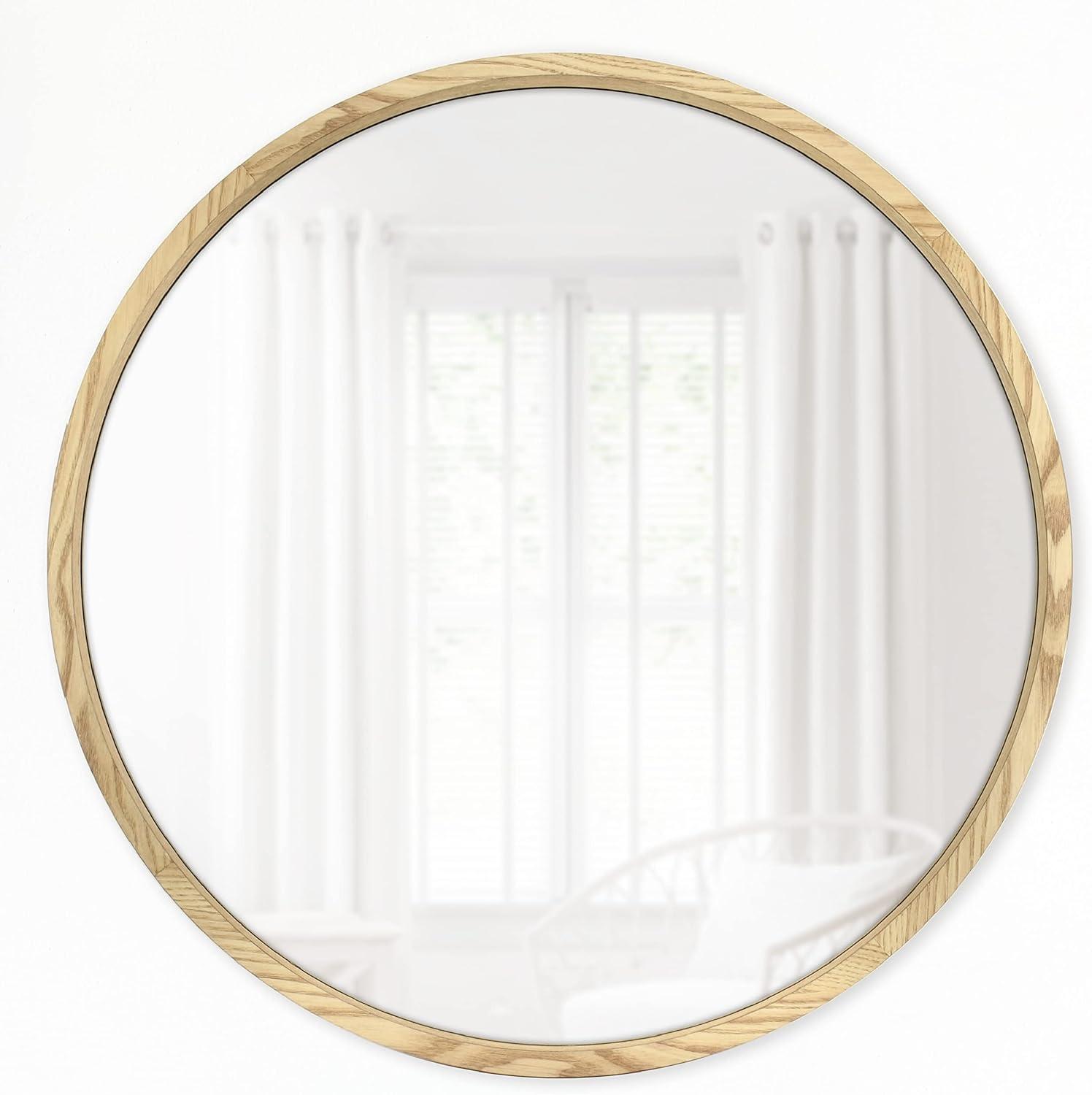 imageMaster ampamp Co Luna Large Wall Mirror Minimalist Home Decor Rectangle Mirror with Rounded Corners for Living Room Bedroom or Bathroom 18 by 28 Inch Natural WoodRound