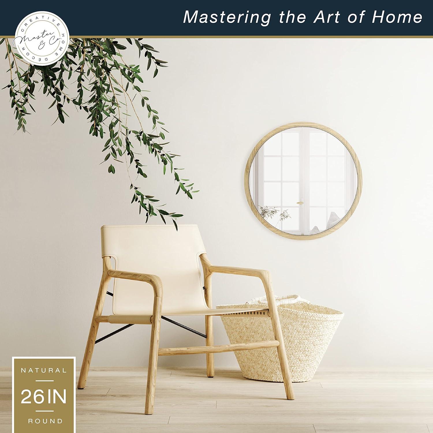 imageMaster ampamp Co Luna Large Wall Mirror Minimalist Home Decor Rectangle Mirror with Rounded Corners for Living Room Bedroom or Bathroom 18 by 28 Inch Natural WoodRound