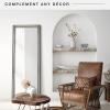 imageMCS Ezra 2466x6866 Large Floor Mirror White Woodgrain ampamp Beveled Mirror Vertical ampamp Horizontal Wall Hanging Mirror for Bathroom Bedroom ampamp LivingroomBrushed Nickel