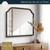 imageMCS Master ampamp Co 24x36 Mirror with Black Woodgrain Solid Wood Frame Arched Wall Hanging Large Mirror for Bathroom Bedroom ampamp LivingroomBlack Wood Grain