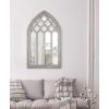 imageMCS Moroccan 40x24 Mirror Gray Woodgrain Arched Windowpane Wall Mirror Home Decor for Bedroom Livingroom ampamp Entry