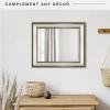 imageMCS Simplicity 215x255 Large Wall Mirror Black ampamp Beveled Detail Mirror Vertical ampamp Horizontal Wall Hanging Mirror for Bathroom Bedroom ampamp LivingroomTwotone Warm Pewter and Silver