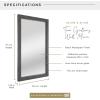 imageMCS Thin Gallery Large Wall Mirror Modern Rectangle Mirror Home Decor for Living Room Bedroom or Bathroom 274 by 334 Inch White WoodgrainBlack Woodgrain