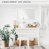 imageMCS Thin Gallery Large Wall Mirror Modern Rectangle Mirror Home Decor for Living Room Bedroom or Bathroom 274 by 334 Inch White WoodgrainWhite Woodgrain