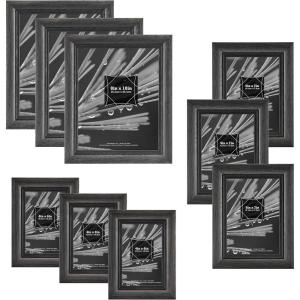 imageMCS 4x6 Inch Regency Wood Frame Black Washed Woodgrain 45961Regency 9 pc frame set