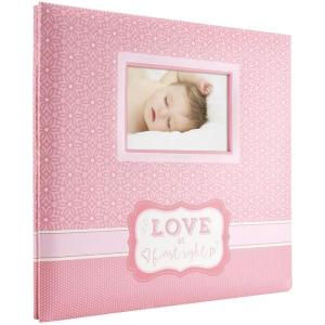 imageMCS Expandable 10Page Baby Scrapbook Album with Photo Opening Cover and 12 x 12 Inch Pages 135 x 125 Inch Love at First Sight
