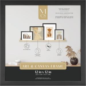 imageMCS Gallery Wooden Frame for Canvas Art Boards Photos and more Black 12x12 Inch