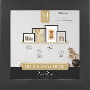 imageMCS Gallery Wooden Picture Frame for Canvas Art Boards Photos and more Black 6x6 Inch