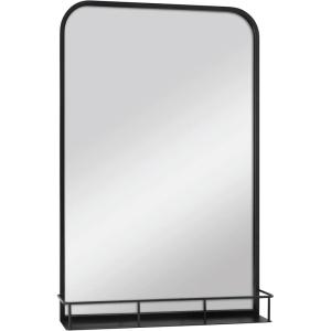 imageMCS Multifunction Large Wall Mirror with Shelf 20x30 Inch Black