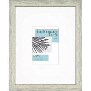imageMCS Studio Gallery 11x14 Matted to 5x7 Picture Frame Gray Woodgrain Square Photo Frame for Photos Posters ampamp Art Prints 1Pack