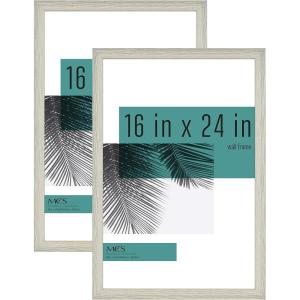 imageMCS Studio Gallery 16x24 Poster Frame Gray Woodgrain Vertical ampamp Horizontal Wall Hanging Large Picture Frame for Photos Posters ampamp Art Prints 2Pack