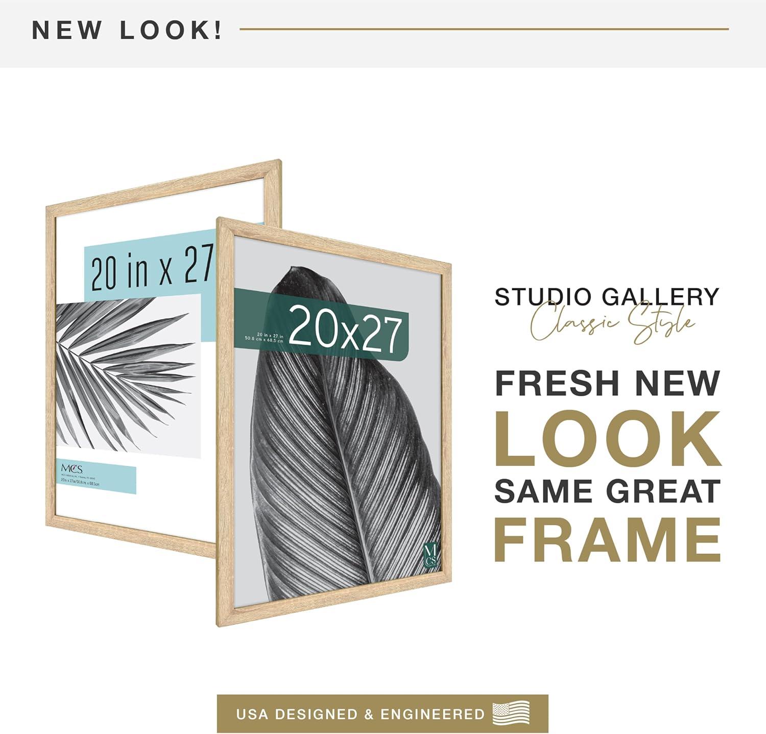 imageMCS Studio Gallery 20x27 Poster Frame Natural Woodgrain Vertical ampamp Horizontal Wall Hanging Large Picture Frame for Photos Posters ampamp Art Prints 1Pack