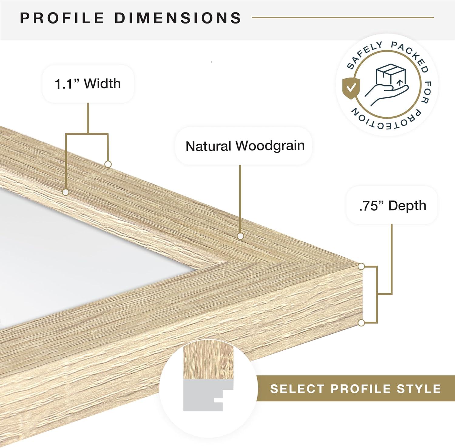 imageMCS Studio Gallery 20x27 Poster Frame Natural Woodgrain Vertical ampamp Horizontal Wall Hanging Large Picture Frame for Photos Posters ampamp Art Prints 1Pack