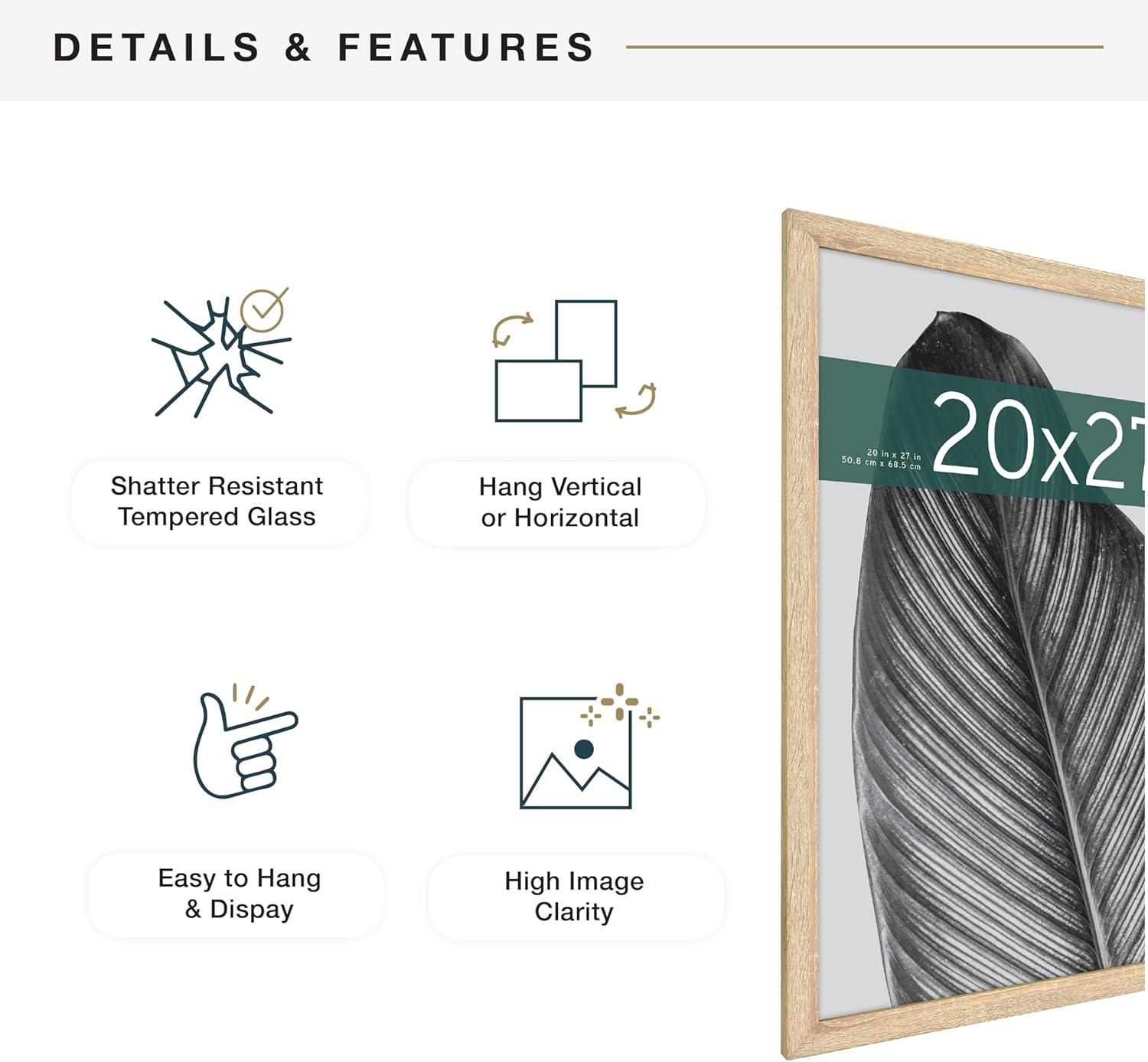 imageMCS Studio Gallery 20x27 Poster Frame Natural Woodgrain Vertical ampamp Horizontal Wall Hanging Large Picture Frame for Photos Posters ampamp Art Prints 1Pack