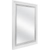 image:imageMCS Simplicity 215x255 Large Wall Mirror Black amp Beveled Detail Mirror Vertical amp Horizontal Wall Hanging Mirror for Bathroom Bedroom amp LivingroomWhite Wood Grain With Silver Trim Finish