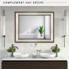 image:imageMCS Simplicity 215x255 Large Wall Mirror Black amp Beveled Detail Mirror Vertical amp Horizontal Wall Hanging Mirror for Bathroom Bedroom amp LivingroomTwotone Warm Pewter and Silver