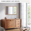image:imageMCS Simplicity 215x255 Large Wall Mirror Black amp Beveled Detail Mirror Vertical amp Horizontal Wall Hanging Mirror for Bathroom Bedroom amp LivingroomNatural Wood Grain