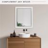 image:imageMCS Simplicity 215x255 Large Wall Mirror Black amp Beveled Detail Mirror Vertical amp Horizontal Wall Hanging Mirror for Bathroom Bedroom amp LivingroomWhite Wood Grain With Silver Trim Finish