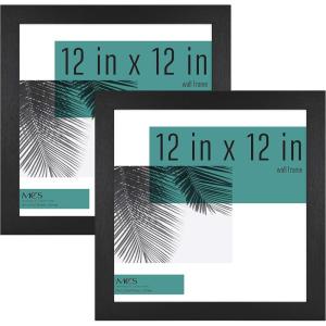 image:imageMCS Studio Gallery 12x12 Picture Frame Black Woodgrain Wall Hanging amp Easel for Tabletop Display Square Photo Frame for Photos Posters amp Art Prints 2Pack