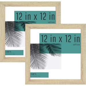 image:imageMCS Studio Gallery 12x12 Picture Natural Woodgrain Wall Hanging amp Easel for Tabletop Display Square Photo Frame for Photos Posters amp Art Prints 2Pack