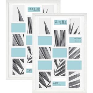 image:imageMCS Studio Gallery 20x30 Collage Picture Frame White Woodgrain Rectangle Photo Frame for 15 Photos 2Pack